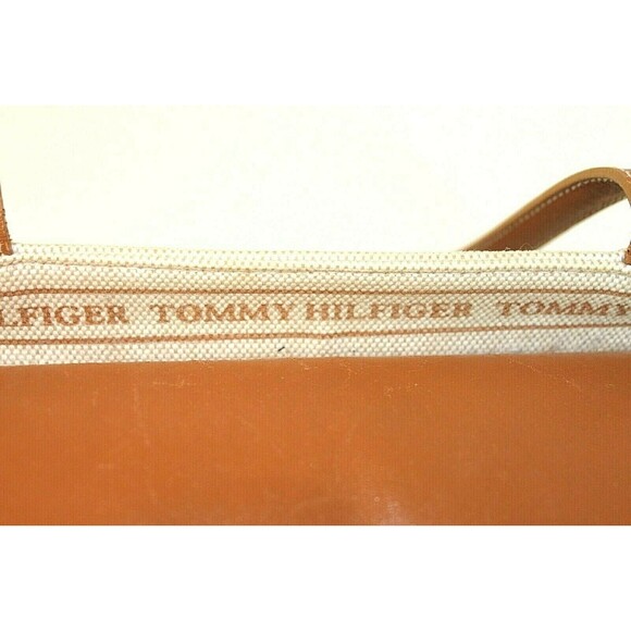 Tommy Hilfiger Shoulder Bag Vintage Tan Brown Canvas Purse Leather Handbag - Picture 5 of 10